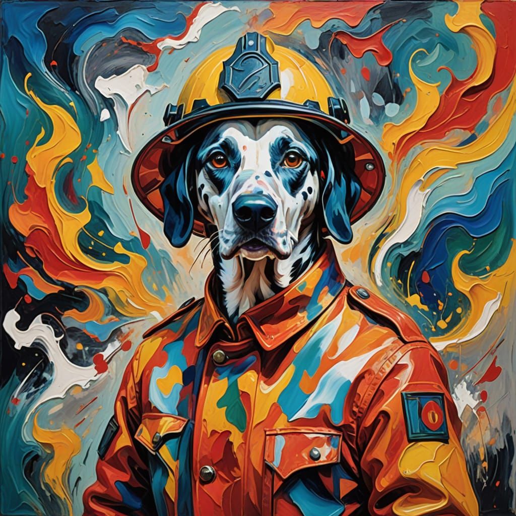 Dalmatian Firefighter in Smoky Rescue Scene