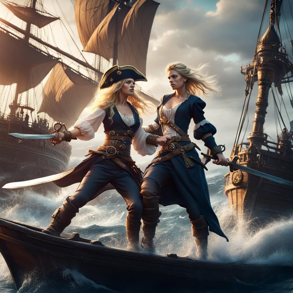 Pirate Princess in Epic Sword Fight: Matte Painting