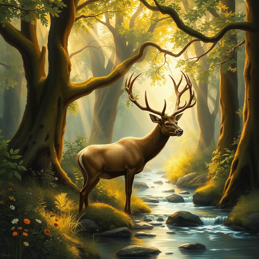 Ethereal Forest in Dreamlike Golden Light