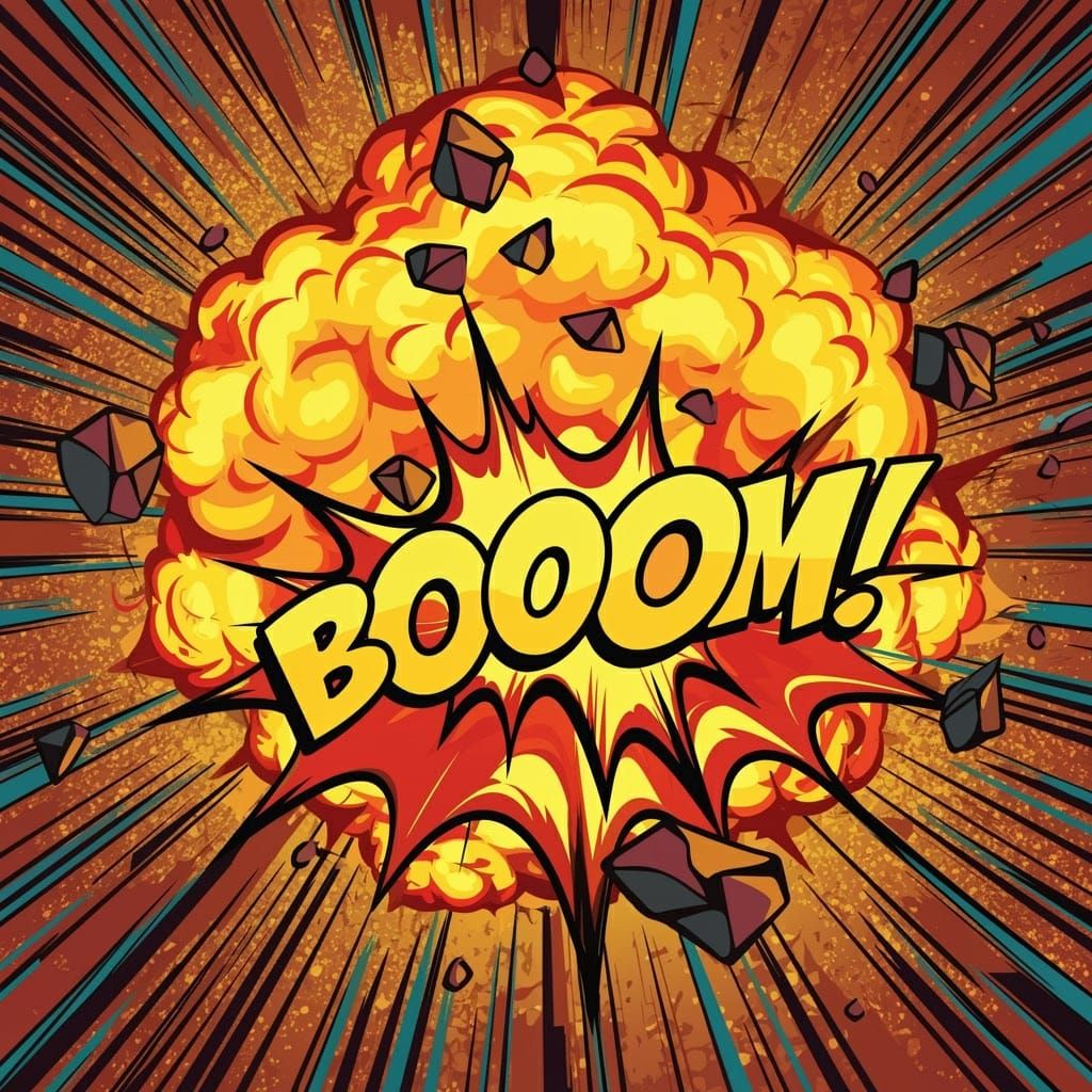 Explosion with Graffiti Speech Bubble in Comic Style