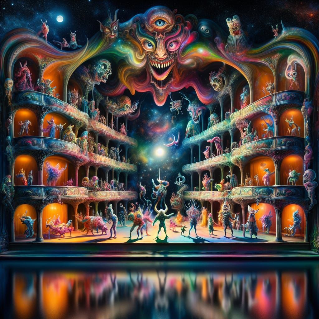 Surreal Creatures Perform on Stage in Bosch Style