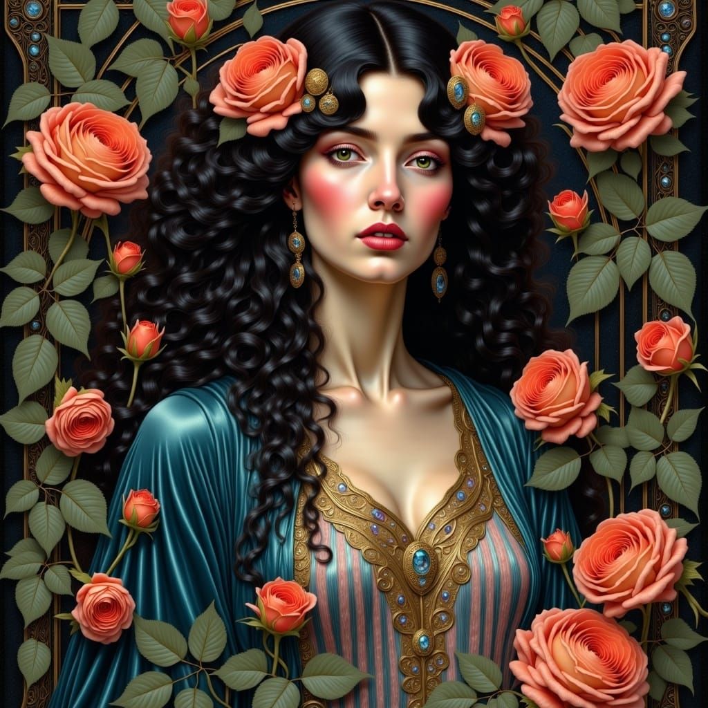 Luminous Woman in Pre-Raphaelite Style