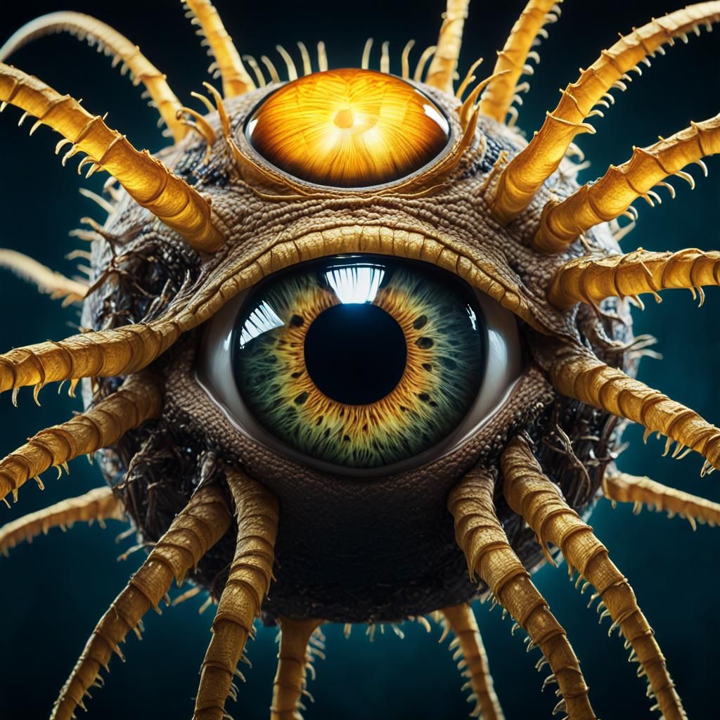 Eerie Floating Eyeball Monster in Ethereal Realm