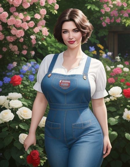 Pretty Gardener in a Vibrant Floral Setting