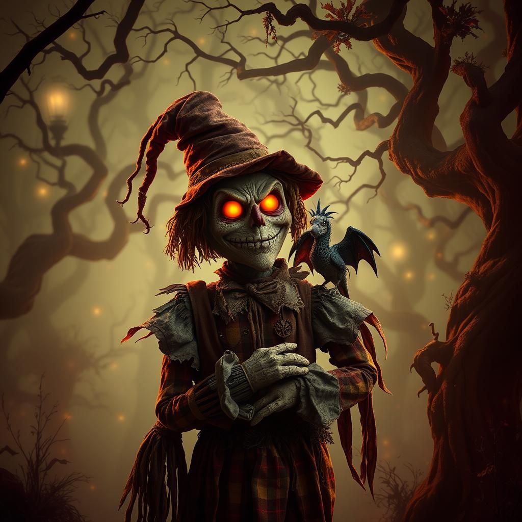 Eerie Scarecrow in Enchanted Forest