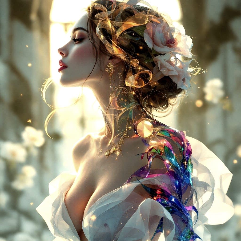 Hyper-Realistic Digital Painting of a Graceful Woman in Tria...