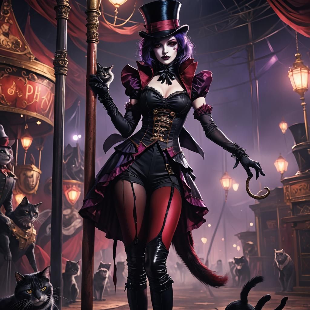 Goth Ringmaster in Dark Circus: Anime 3D Art