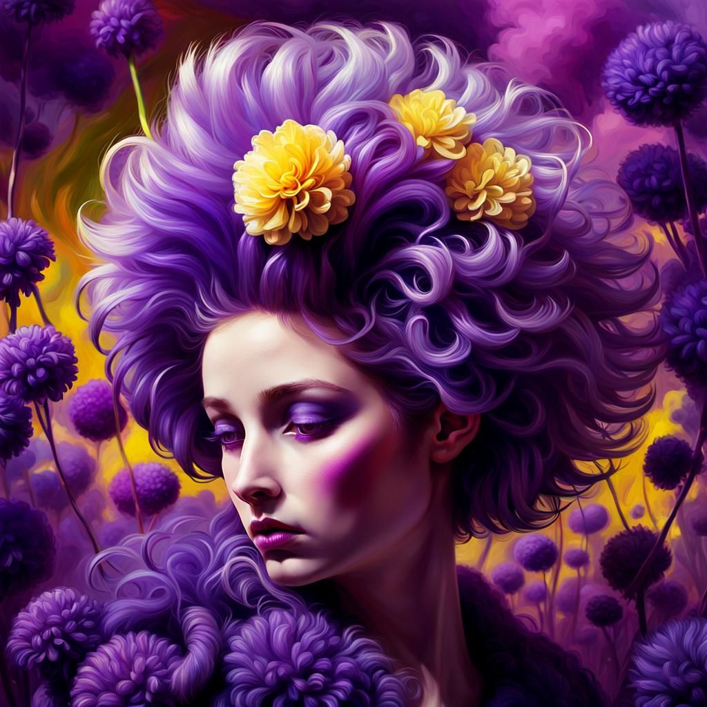 Surreal Sheep Hair Fluffing in Electric Purple