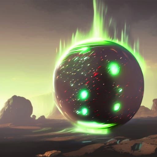 Obsidian Sphere Floating: Hyperdetailed Concept Art