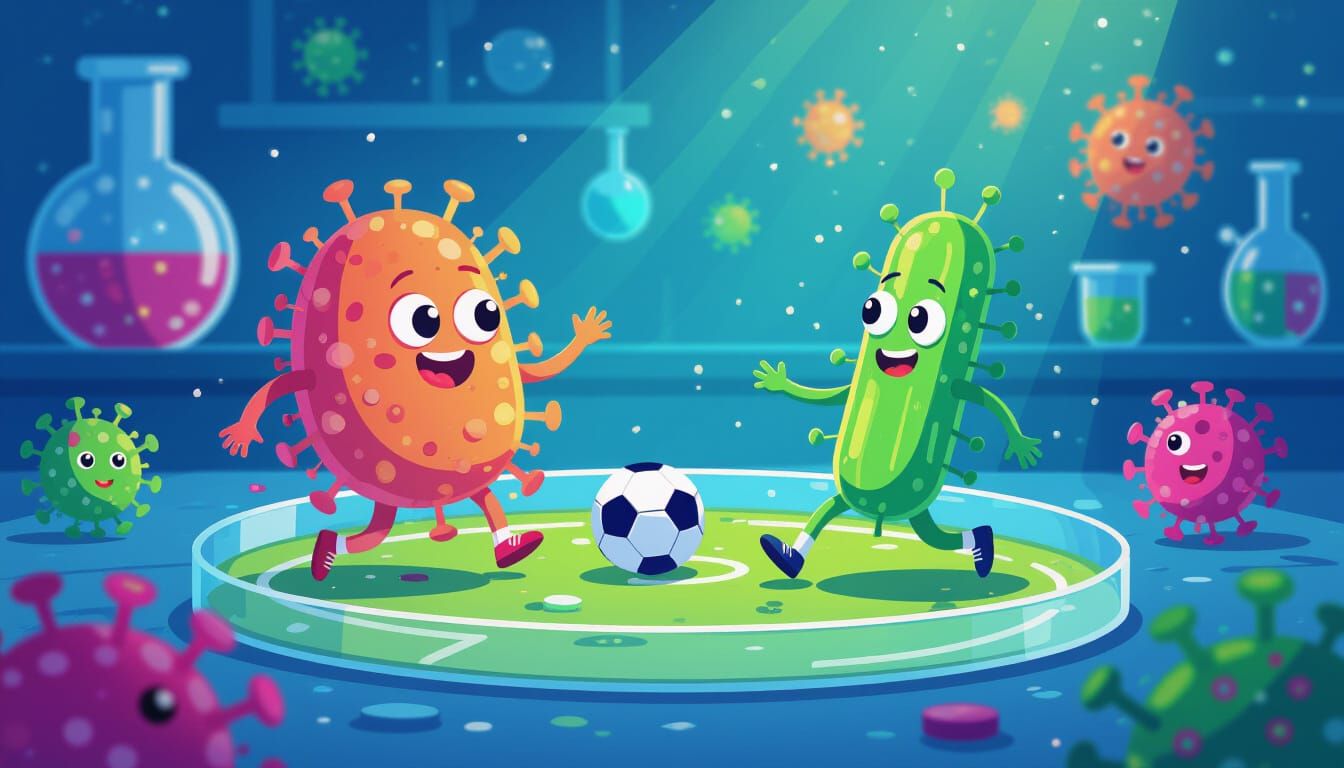 Bacteria Play Microscopic Soccer in Neon Petri Dish