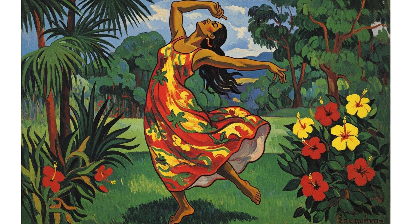 Exotic Dancer in Post-Impressionist Style of Paul Gauguin