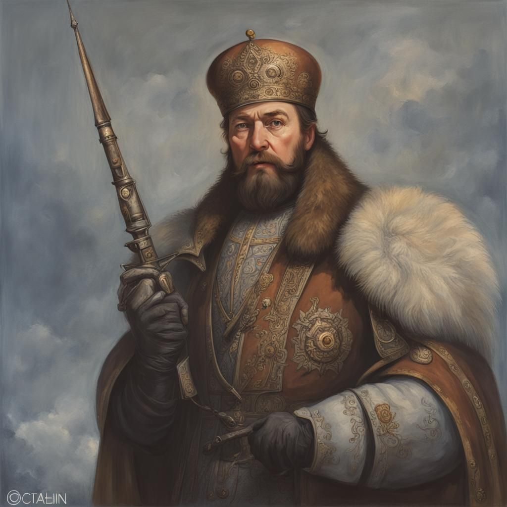 Stalinist Portrait in Socialist Realism Style