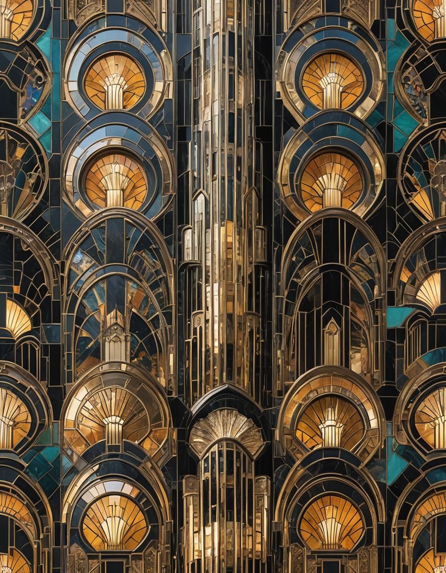 Grand Art Deco Metropolis of Towering Skyscrapers