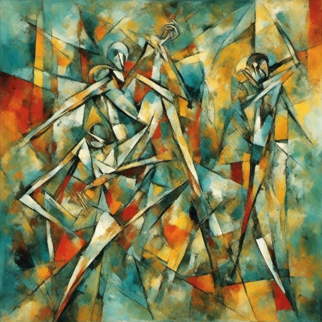 Bauhaus Cubism Japanese Art Fusion in Digital Painting