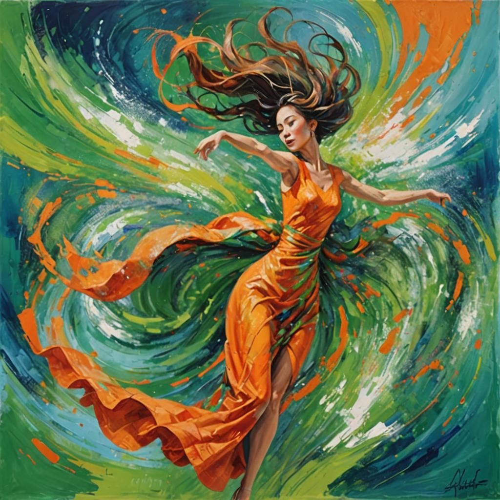 Whirlwind Woman: Abstract Impressionist Dreamscape