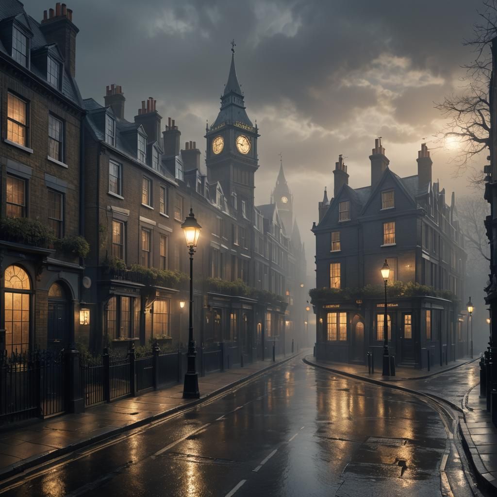Foggy Victorian London Morning: Dark Fantasy Concept Art