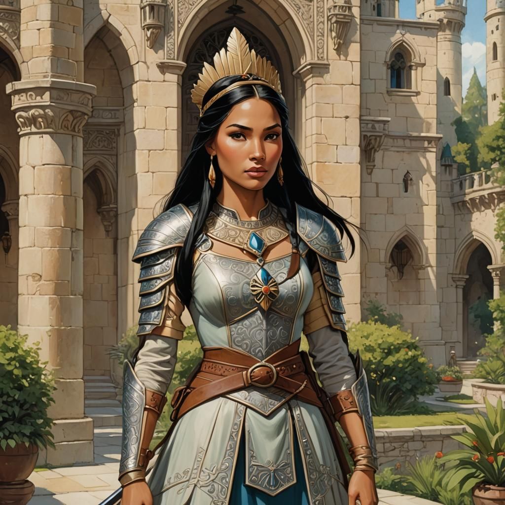 Pocahontas as Palace Guard in DiTerlizzi Style