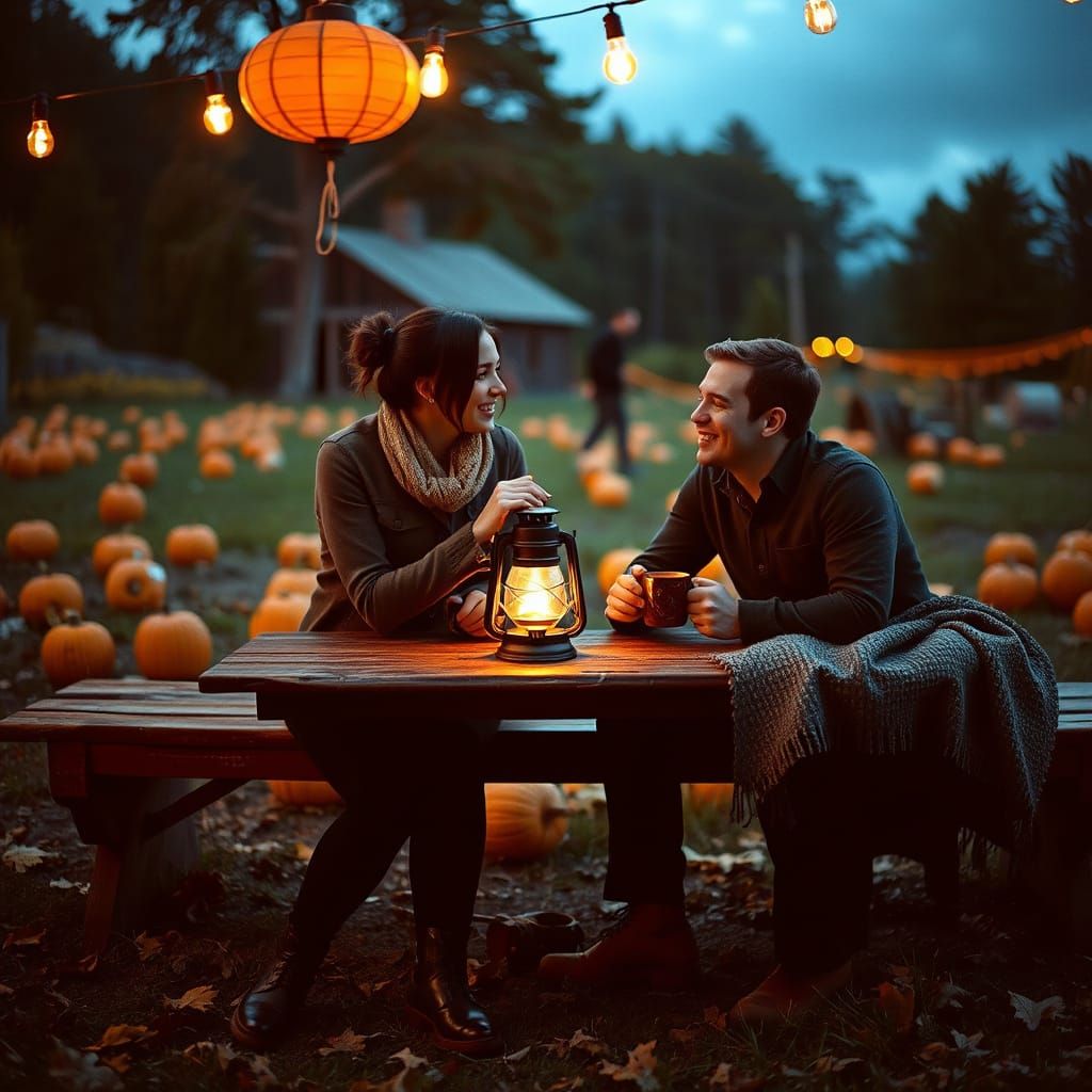 Autumn Date Night in a Pumpkin Patch