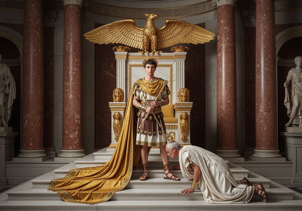 Emperor Nero on Throne in Lavish Roman Palace