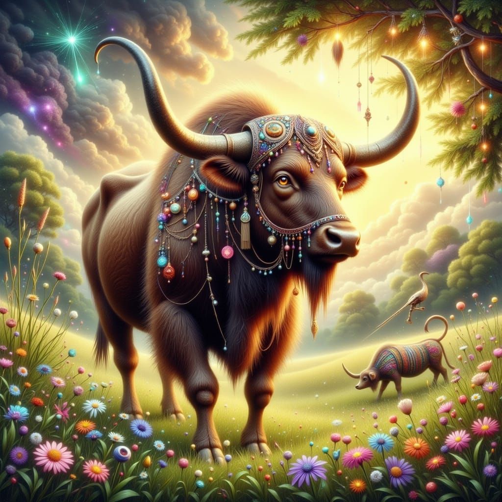 Regal Taurus in Vibrant Meadow