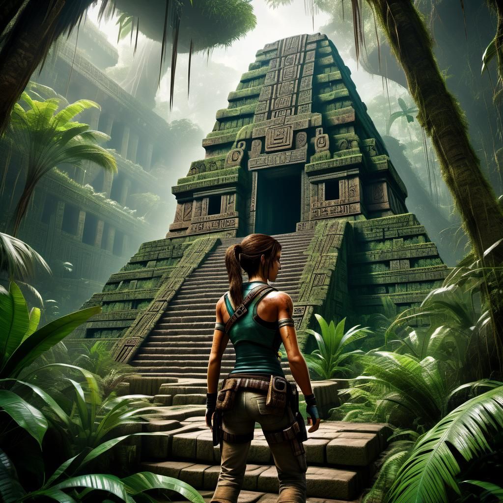 Lara Croft Discovers Aztec Temple in Rainforest