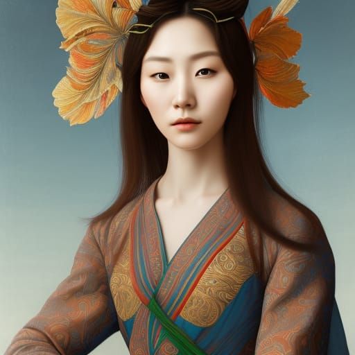 Korean Woman Portrait in Renaissance Style