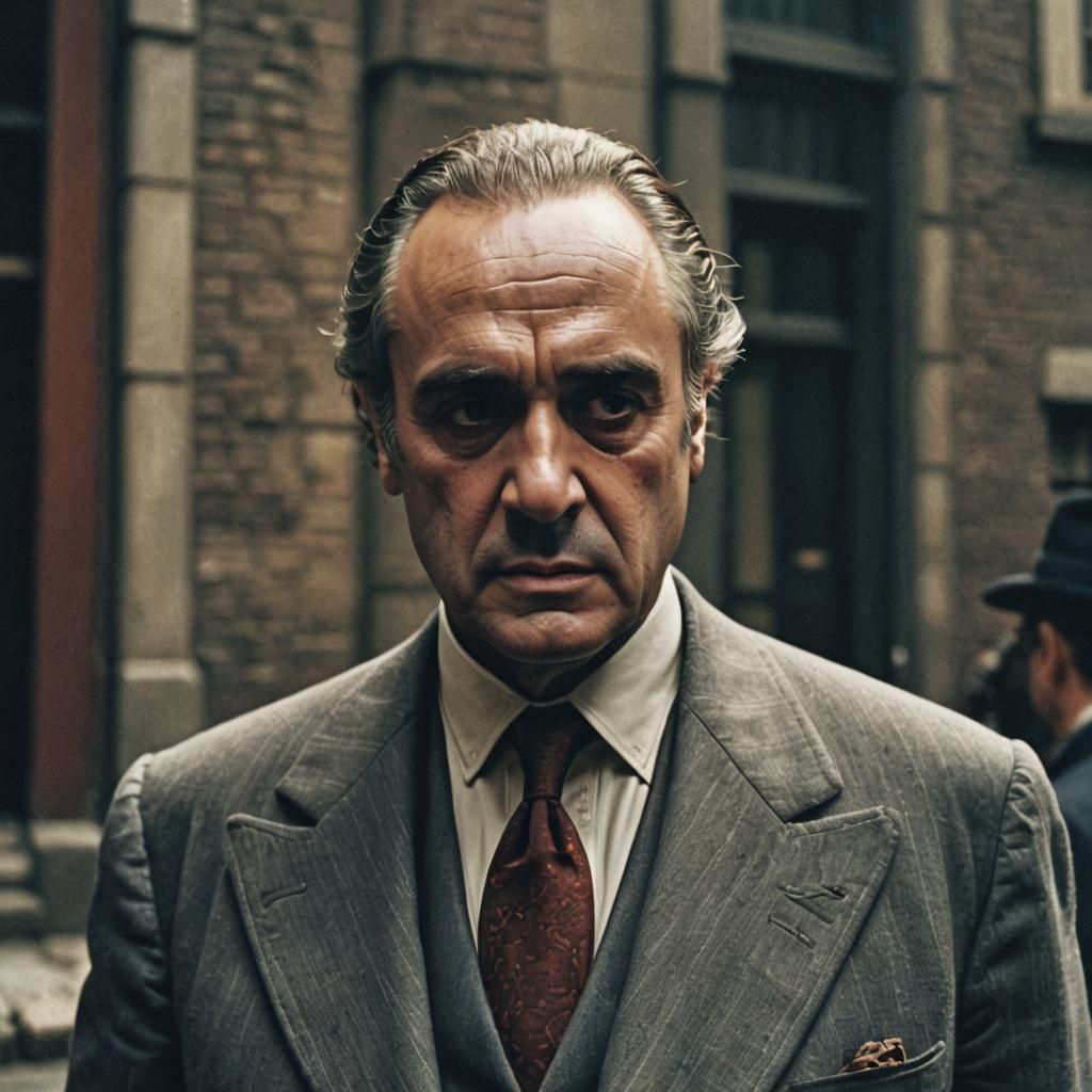 Dramatic Film Still of Vito Corleone