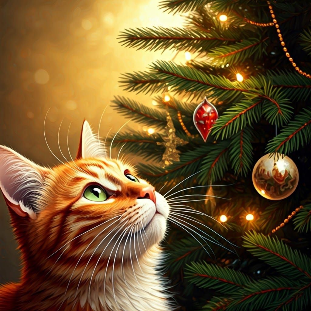 Whimsical Winter Wonderland Cat Gaze