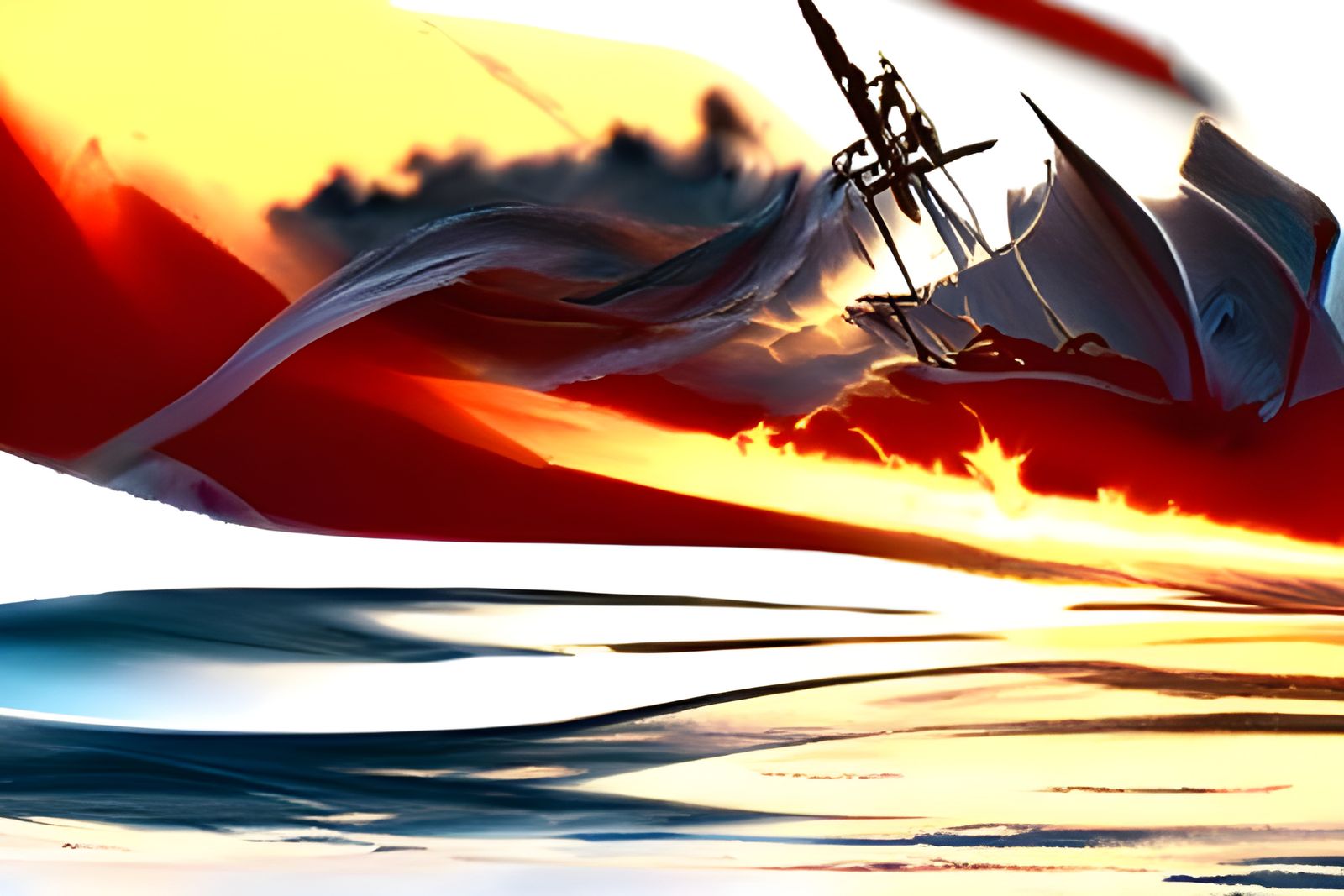 Sailing Ship at Sunset: Dramatic Digital Art