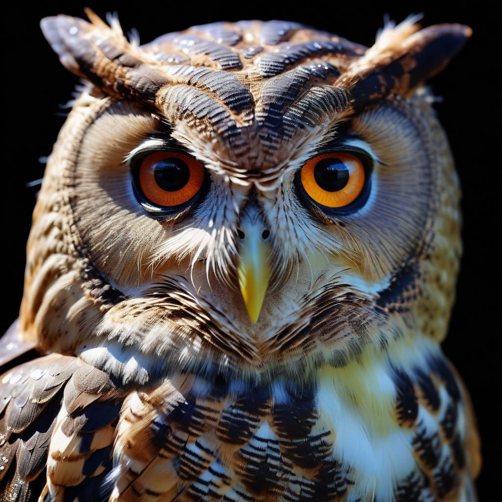 Hyperrealistic Owl in Stunning Sequin Detail