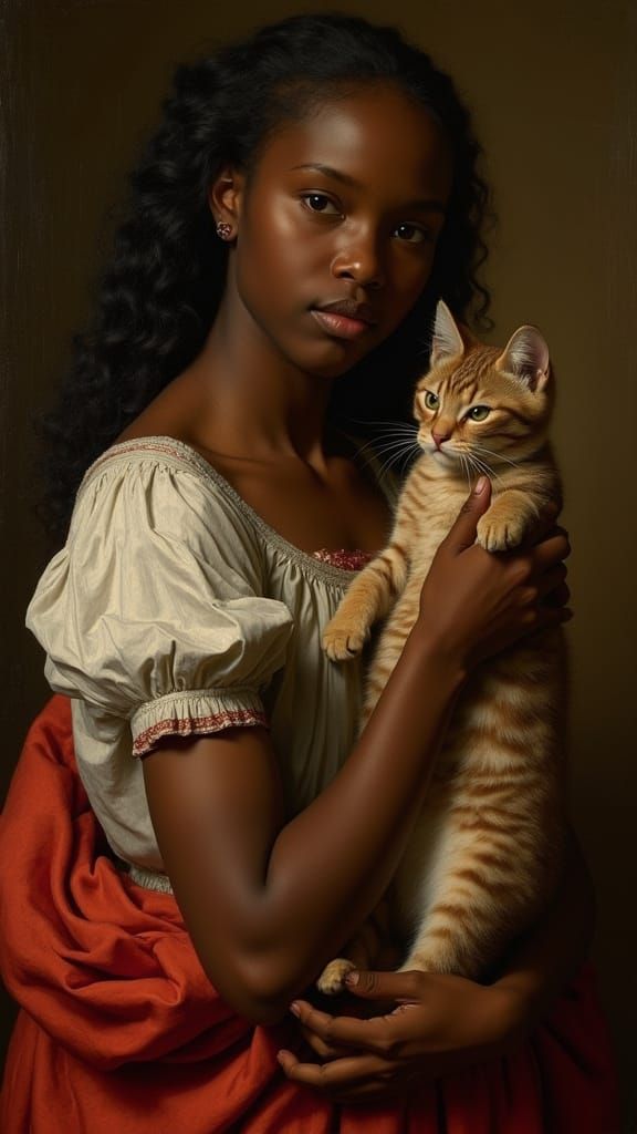 Renaissance Portrait of Woman with Cat