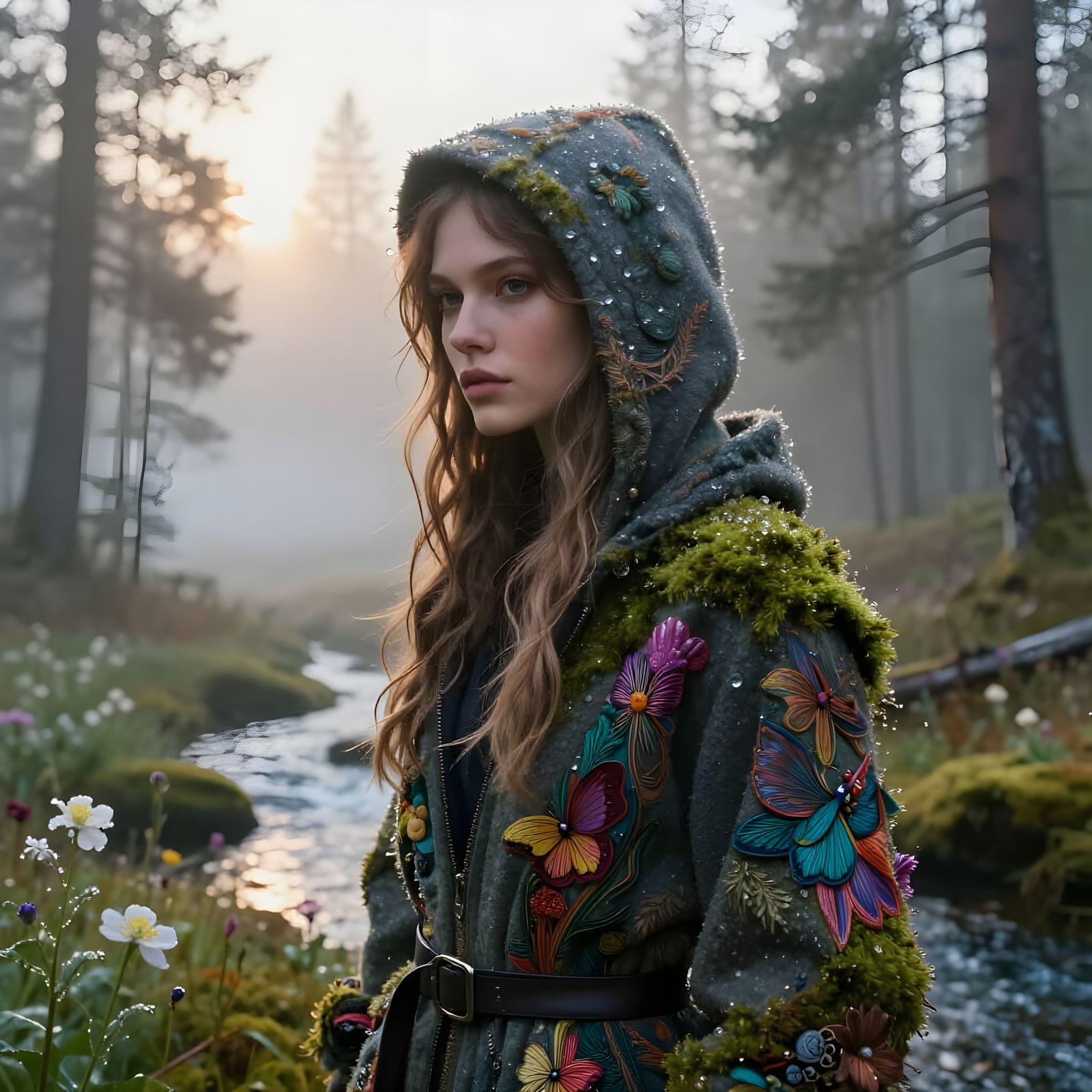 Nordic Forest Sunrise with Fashionista in Haute Couture