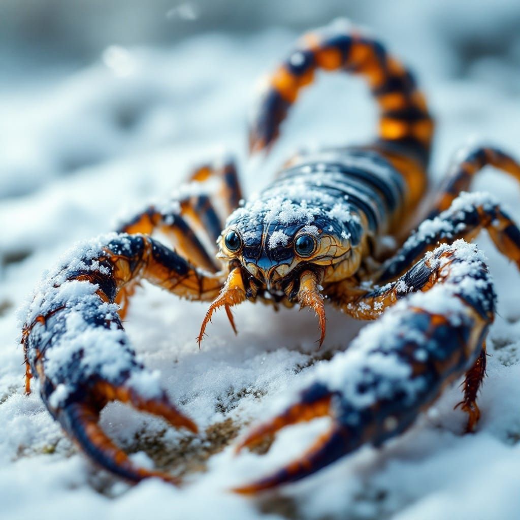 Sleek Scorpion Surveys Snowy Landscape