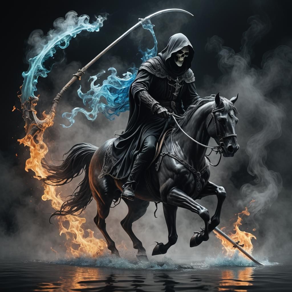Spectral Grim Reaper on Horse, Matte Painting