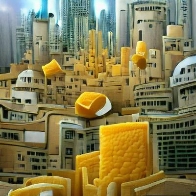Surreal Cityscape Made of Cheese