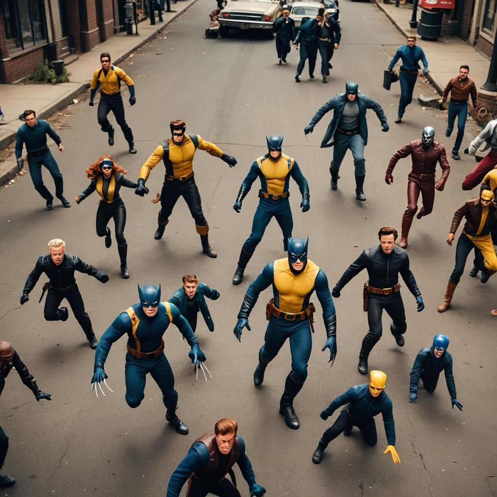 X-Men as 1950s Action Movie Photography