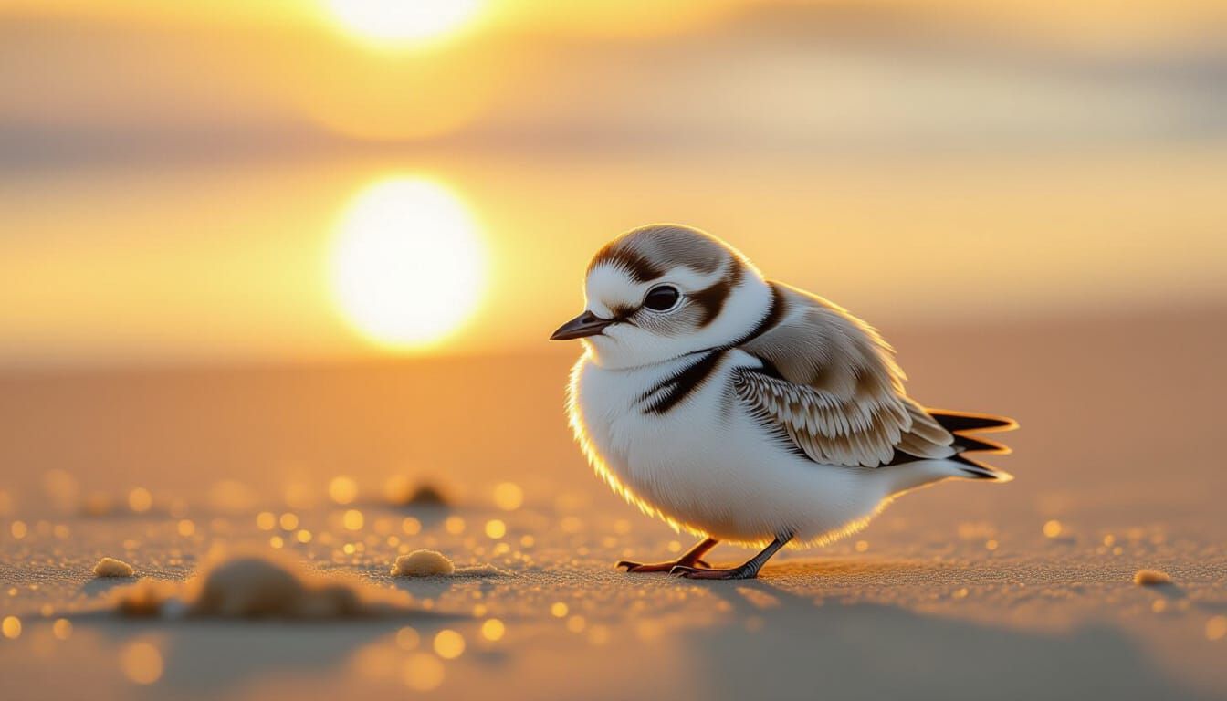 Fluffy Piping Plover in Golden Hour Light