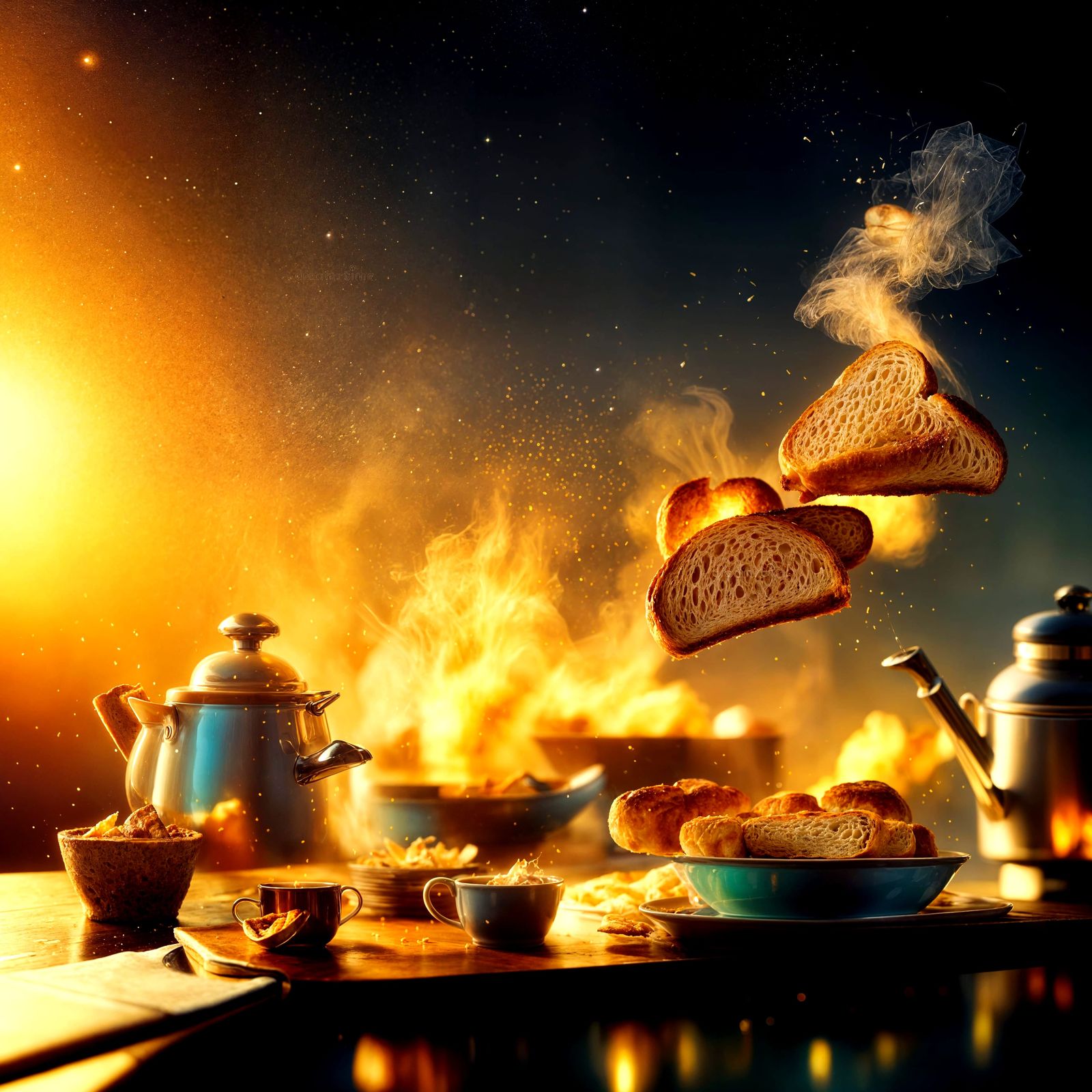 Toast Popping From Toaster: Detailed Photo Illustration