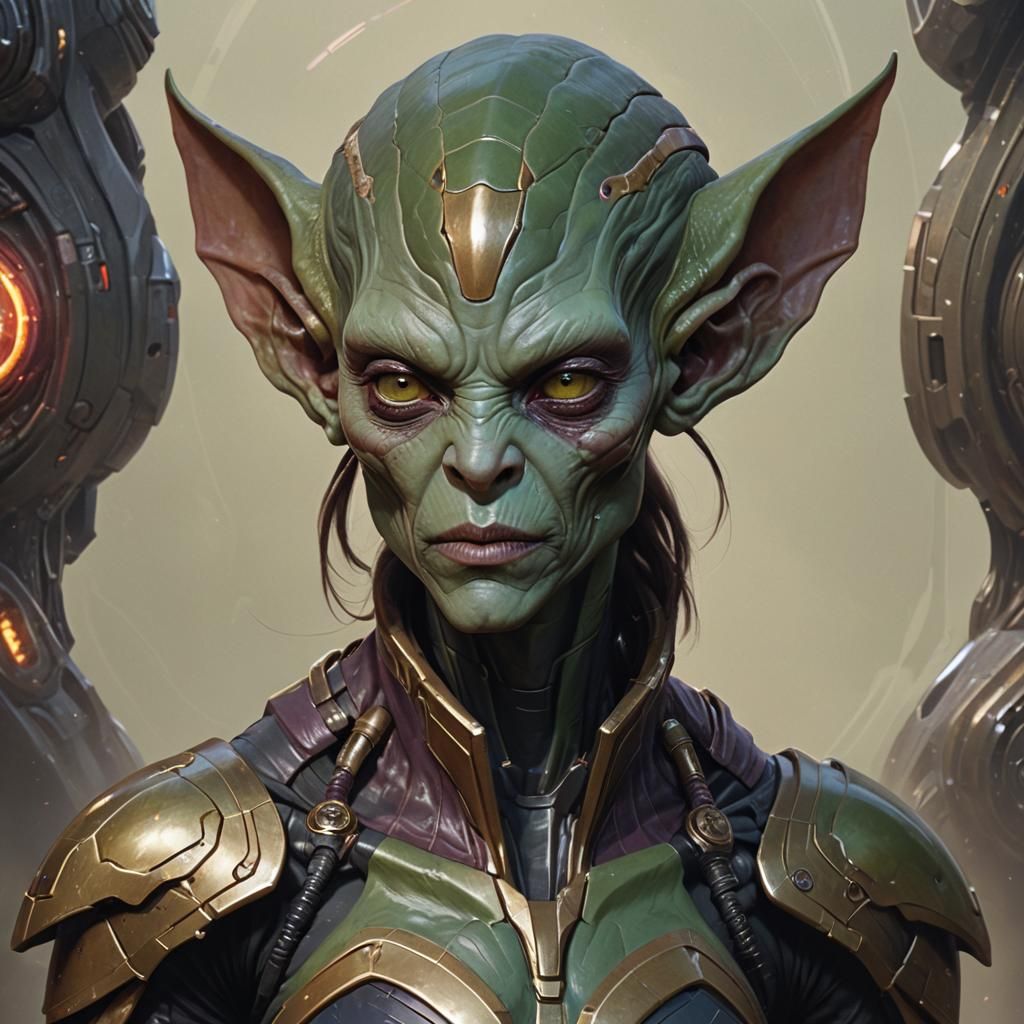 Androgynous Alien Hybrid Portrait in Hyperdetailed Style