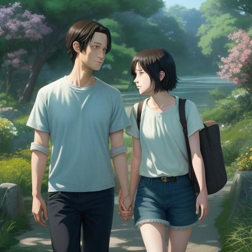Romantic Anime Scene in Studio Ghibli Style