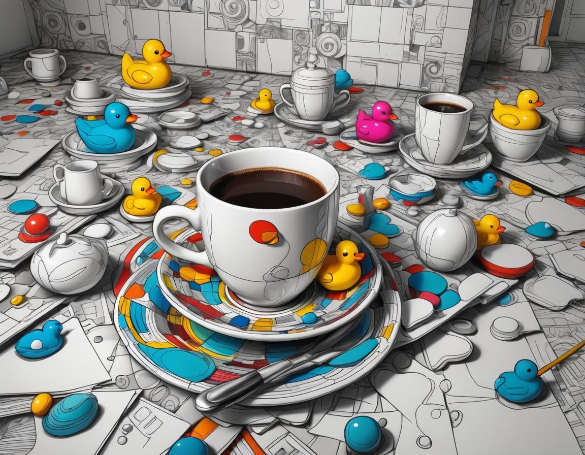 Pop Art Rubber Ducky Coffee Cup Still Life