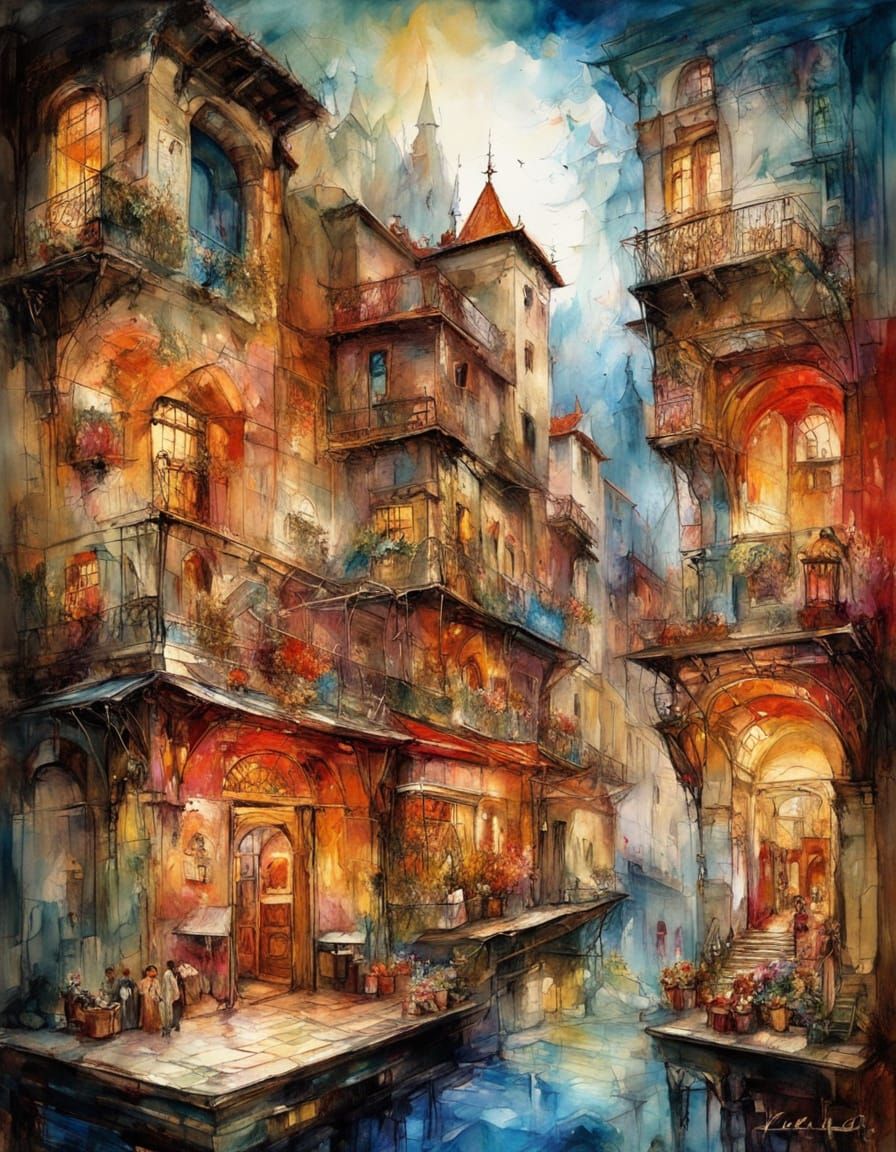 Ethereal Dreamscape: Historic Architecture in Impasto Oil