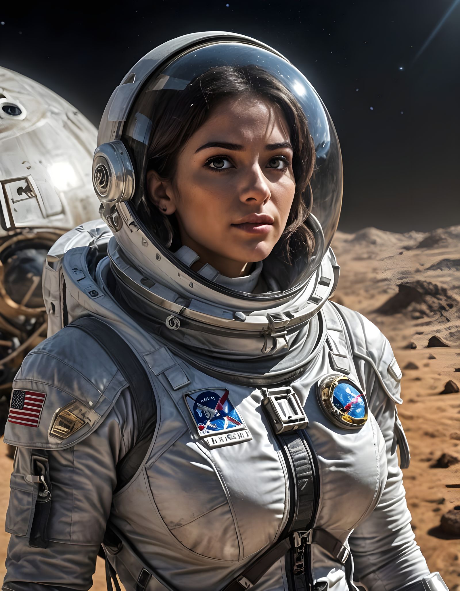 Astronaut Safa Amari in Stunning NASA Spacesuit on the Moon'...