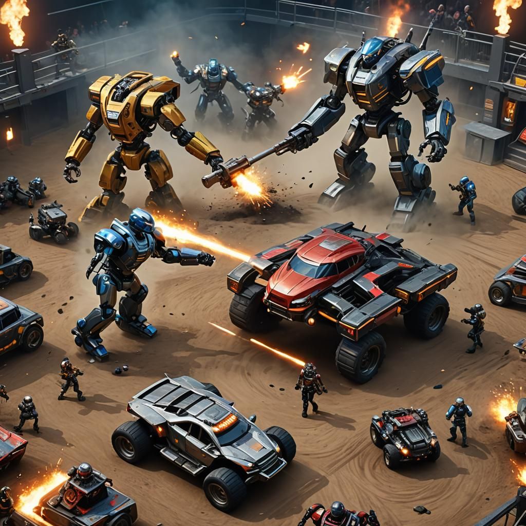 Robot Combat Arena: Hammer vs Chains in 8K