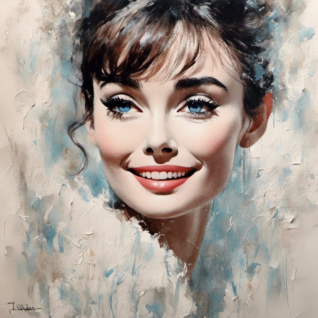 Audrey Hepburn Portrait with Brush Stroke Effects