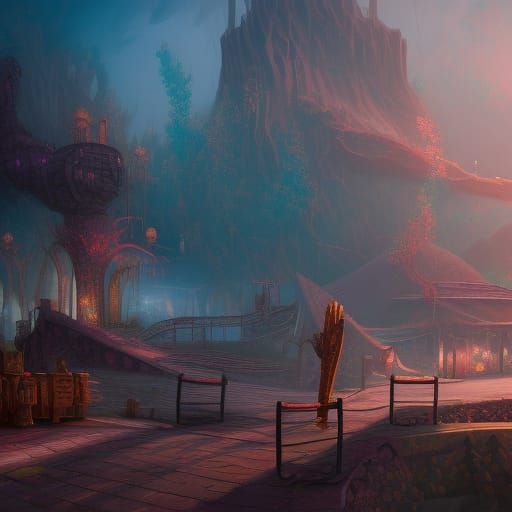 Fantastical Heartbreak Hotel in Detailed Matte Painting