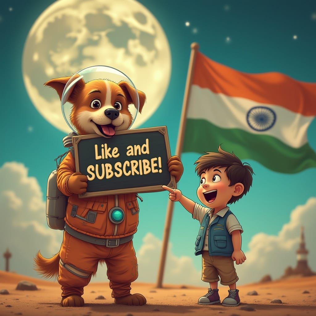 Dog Cosmonaut Demands Likes in Wes Anderson Style