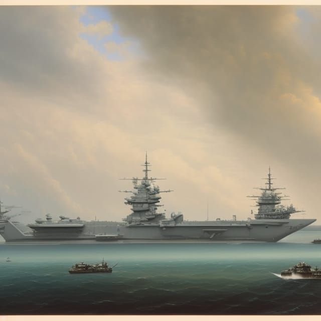 Futuristic Aircraft Carrier Fleet in Hyperrealistic Digital ...