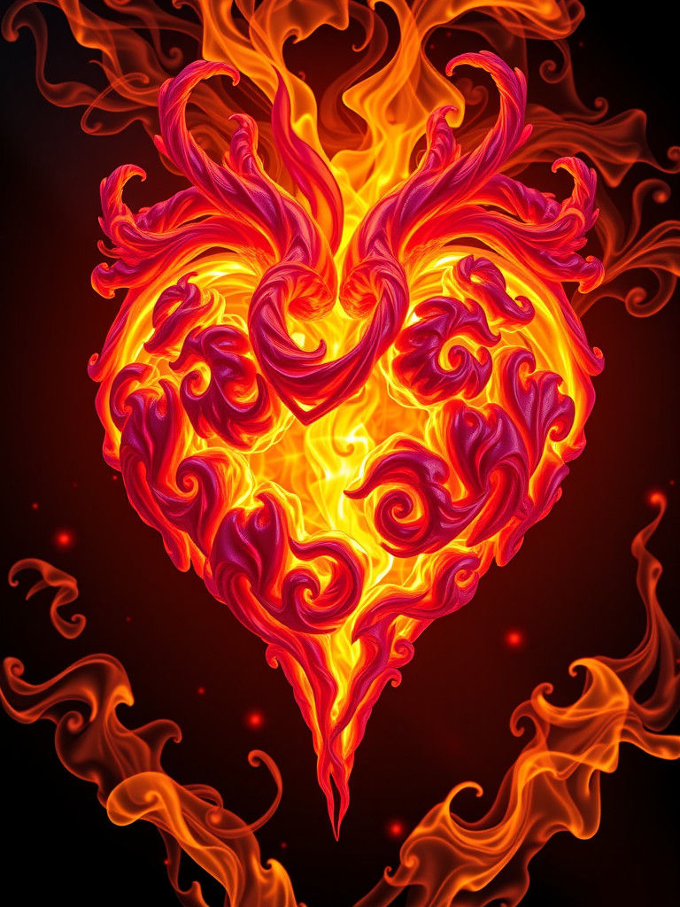 Sentient Heart Inferno in Dark Fantasy Art Style