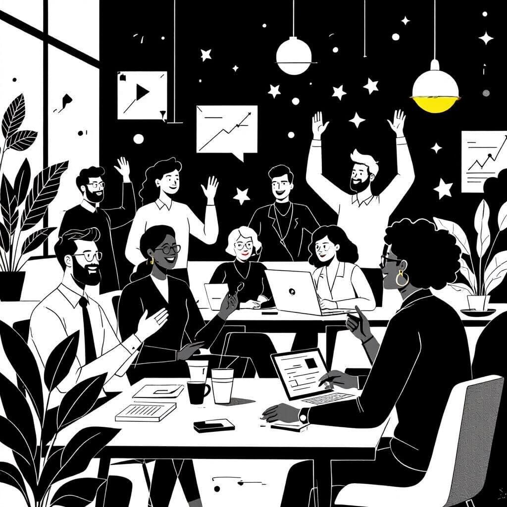 Diverse People in Dynamic Corporate Memphis Art